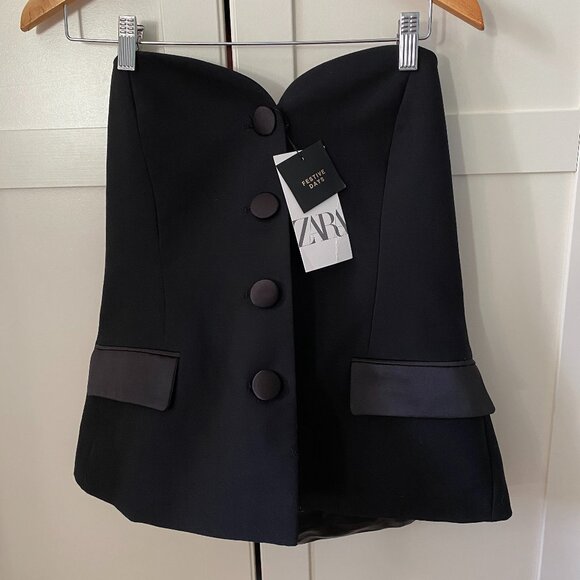 Holiday Party Ready ZARA Satin Contrast Bustier Top (XL) - Picture 2 of 8